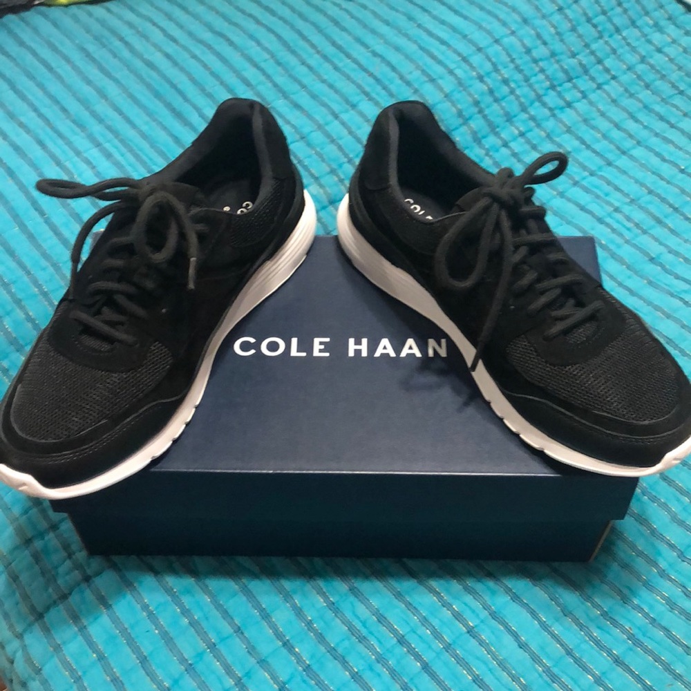 Women size 9.5 Cole Haan Black suede tennis shoes